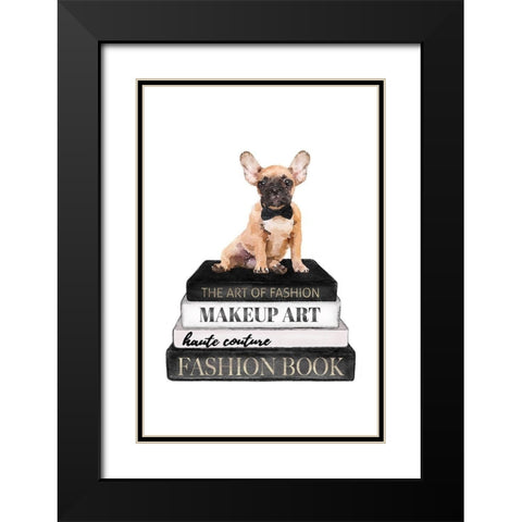 Bookstack Frenchie II Black Modern Wood Framed Art Print with Double Matting by Amanda Greenwood