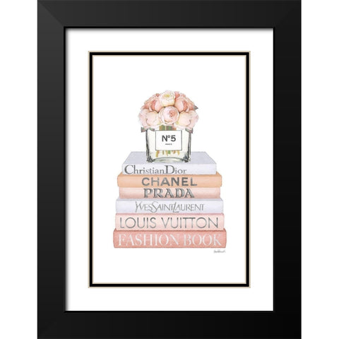 Bookstack Peach Rose Vase II Black Modern Wood Framed Art Print with Double Matting by Amanda Greenwood