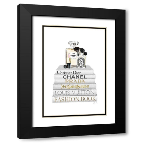 Bookstack makeup II Black Modern Wood Framed Art Print with Double Matting by Amanda Greenwood