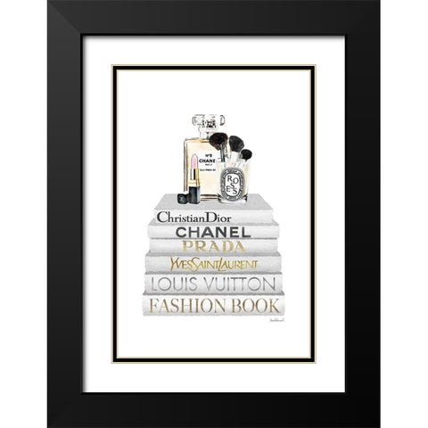 Bookstack makeup II Black Modern Wood Framed Art Print with Double Matting by Amanda Greenwood
