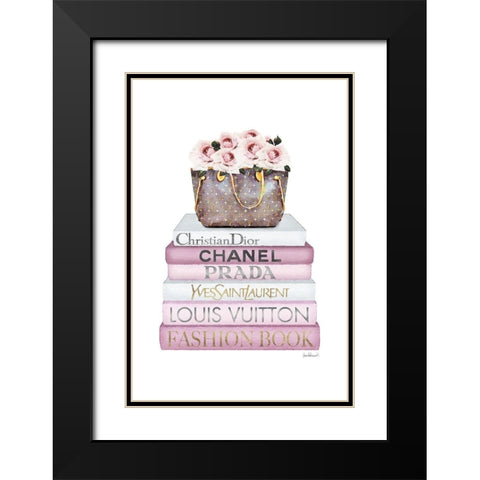 Pink Rose Bag Black Modern Wood Framed Art Print with Double Matting by Amanda Greenwood