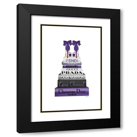 Bookstack Purple II Black Modern Wood Framed Art Print with Double Matting by Amanda Greenwood