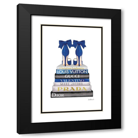 Bookstack Navy Black Modern Wood Framed Art Print with Double Matting by Amanda Greenwood