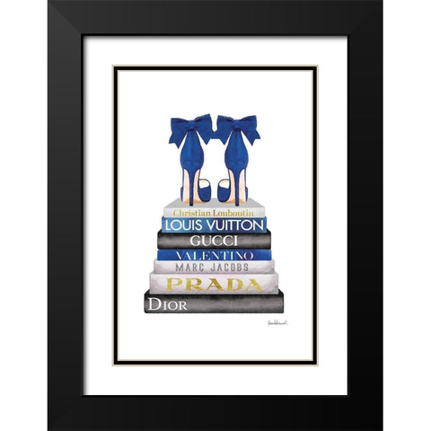 Bookstack Navy Black Modern Wood Framed Art Print with Double Matting by Amanda Greenwood