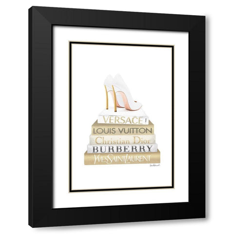 Bookstack Gold Black Modern Wood Framed Art Print with Double Matting by Amanda Greenwood