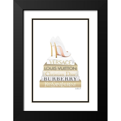 Bookstack Gold Black Modern Wood Framed Art Print with Double Matting by Amanda Greenwood