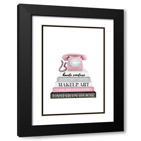 Telephone Bookstack II Black Modern Wood Framed Art Print with Double Matting by Amanda Greenwood