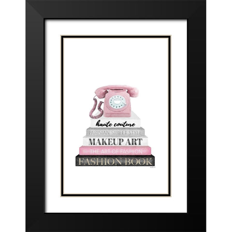 Telephone Bookstack II Black Modern Wood Framed Art Print with Double Matting by Amanda Greenwood
