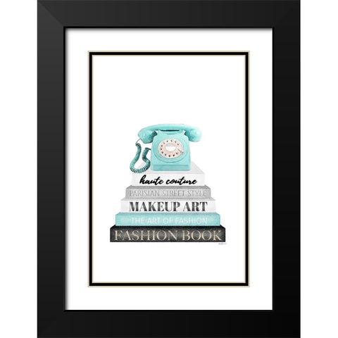 Telephone Bookstack  III Black Modern Wood Framed Art Print with Double Matting by Amanda Greenwood