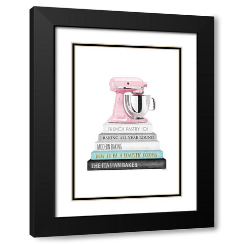 Mixer Bookstack Black Modern Wood Framed Art Print with Double Matting by Amanda Greenwood