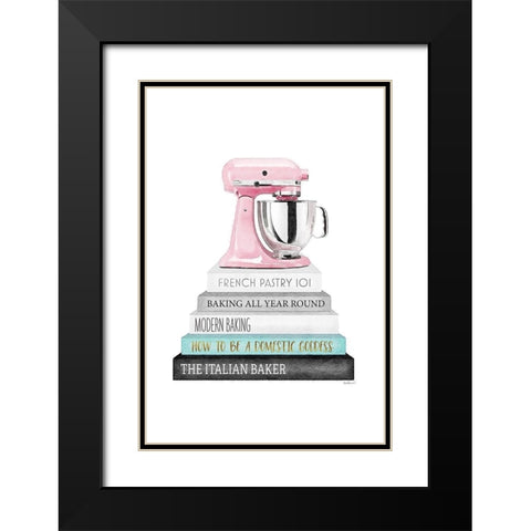 Mixer Bookstack Black Modern Wood Framed Art Print with Double Matting by Amanda Greenwood