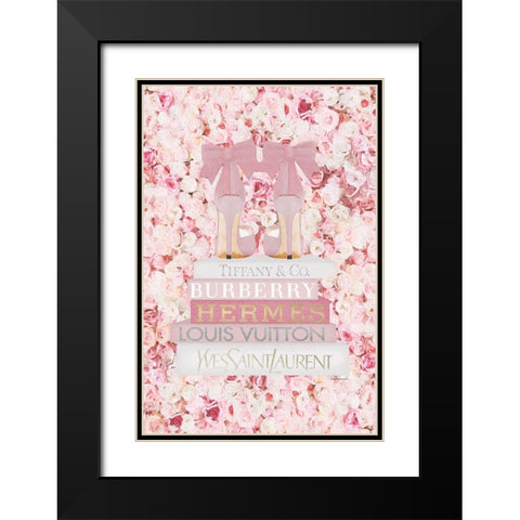 Bookstack Pink shoes Black Modern Wood Framed Art Print with Double Matting by Amanda Greenwood