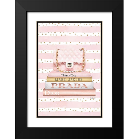 Bookstack PInk Bag II Black Modern Wood Framed Art Print with Double Matting by Amanda Greenwood