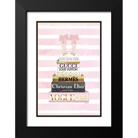 Bookstack Pink shoes II Black Modern Wood Framed Art Print with Double Matting by Amanda Greenwood