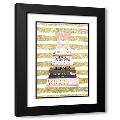 Bookstack Pink Shoes III Black Modern Wood Framed Art Print with Double Matting by Amanda Greenwood
