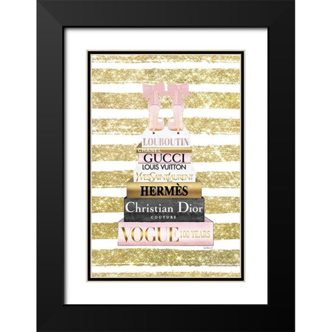 Bookstack Pink Shoes III Black Modern Wood Framed Art Print with Double Matting by Amanda Greenwood