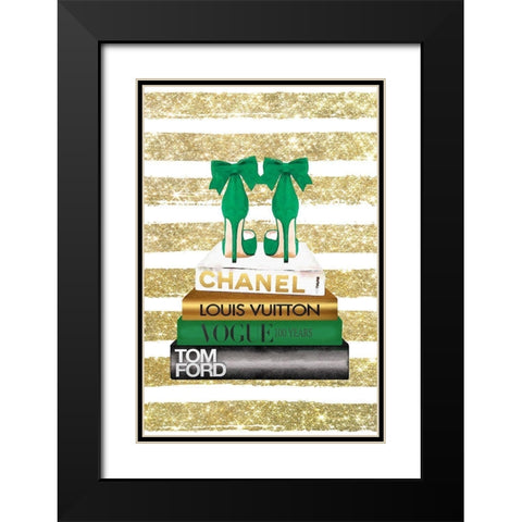 Bookstack Green Heel Black Modern Wood Framed Art Print with Double Matting by Amanda Greenwood