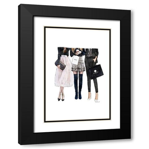 Friends Shopping Black Modern Wood Framed Art Print with Double Matting by Amanda Greenwood