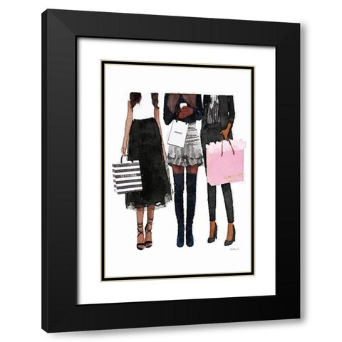 Freinds Shopping II Black Modern Wood Framed Art Print with Double Matting by Amanda Greenwood