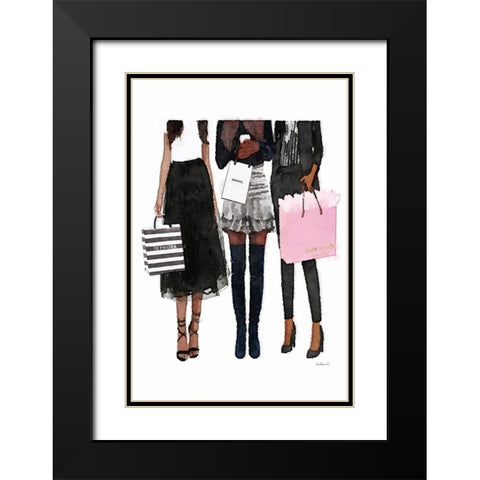 Freinds Shopping II Black Modern Wood Framed Art Print with Double Matting by Amanda Greenwood
