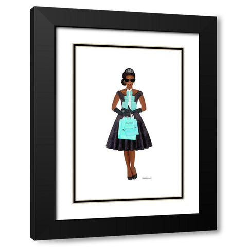 Teal shopping girl Black Modern Wood Framed Art Print with Double Matting by Amanda Greenwood