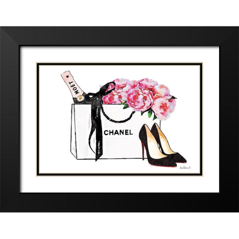 Champagne and Shopping Black Modern Wood Framed Art Print with Double Matting by Greenwood, Amanda