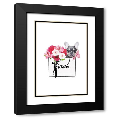 Frenchie and Shopping Black Modern Wood Framed Art Print with Double Matting by Greenwood, Amanda