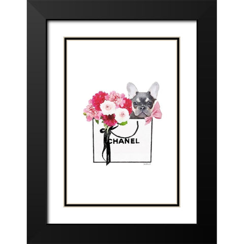Frenchie and Shopping Black Modern Wood Framed Art Print with Double Matting by Greenwood, Amanda
