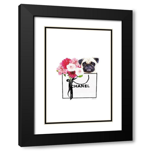 Pug and Shopping  Black Modern Wood Framed Art Print with Double Matting by Greenwood, Amanda