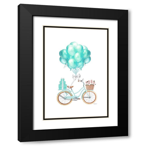 Biking and Balloons Black Modern Wood Framed Art Print with Double Matting by Greenwood, Amanda