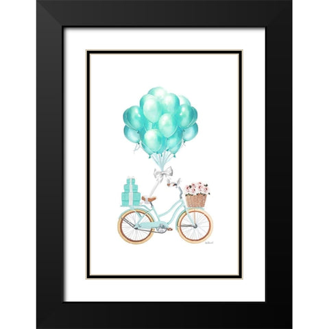 Biking and Balloons Black Modern Wood Framed Art Print with Double Matting by Greenwood, Amanda
