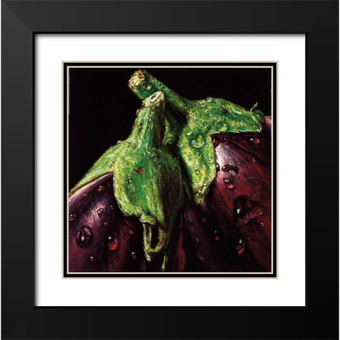 Aubergines Black Modern Wood Framed Art Print with Double Matting by AlmaCh