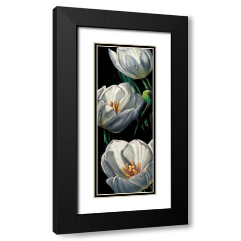 Dewdrop Tulips Black Modern Wood Framed Art Print with Double Matting by AlmaCh