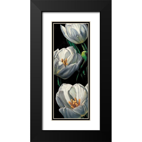 Dewdrop Tulips Black Modern Wood Framed Art Print with Double Matting by AlmaCh