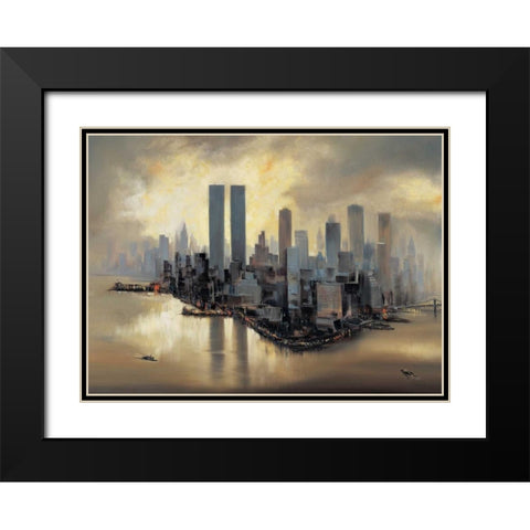 Reflections of Manhattan Black Modern Wood Framed Art Print with Double Matting by Moore, Alexander