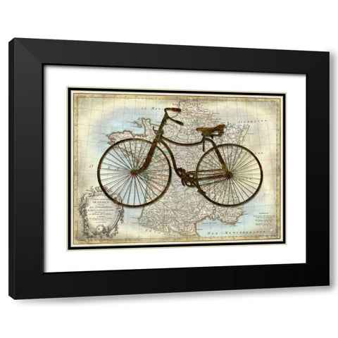 Bike France Black Modern Wood Framed Art Print with Double Matting by Wade, Amanda