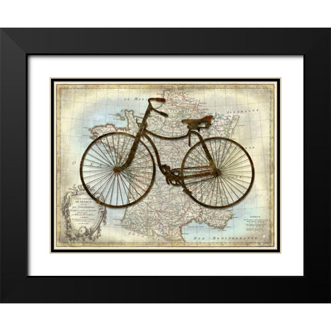 Bike France Black Modern Wood Framed Art Print with Double Matting by Wade, Amanda
