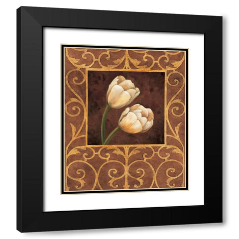 Ornamental Tulips Black Modern Wood Framed Art Print with Double Matting by Gonzales, Andres