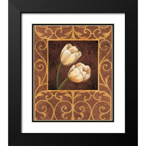 Ornamental Tulips Black Modern Wood Framed Art Print with Double Matting by Gonzales, Andres