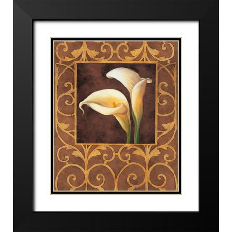 Ornamental Callas Black Modern Wood Framed Art Print with Double Matting by Gonzales, Andres