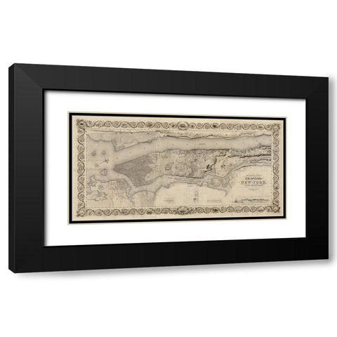 City and Country of New York Black Modern Wood Framed Art Print with Double Matting by Stiles, S.