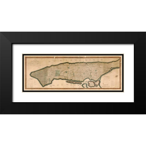 New York and the Island of Man Black Modern Wood Framed Art Print with Double Matting by Maverick, P.