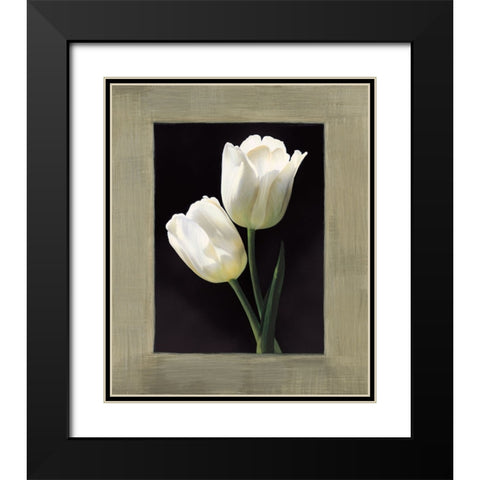Tulipani bianchi Black Modern Wood Framed Art Print with Double Matting by Trivelli, Andrea