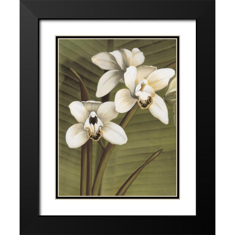 Orchid with Palm I Black Modern Wood Framed Art Print with Double Matting by Trivelli, Andrea