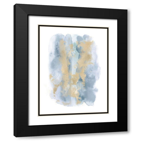 Soft Blue Mist With Gold I  Black Modern Wood Framed Art Print with Double Matting by Riley, Bella
