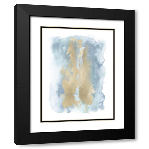 Soft Blue Mist With Gold II Black Modern Wood Framed Art Print with Double Matting by Riley, Bella