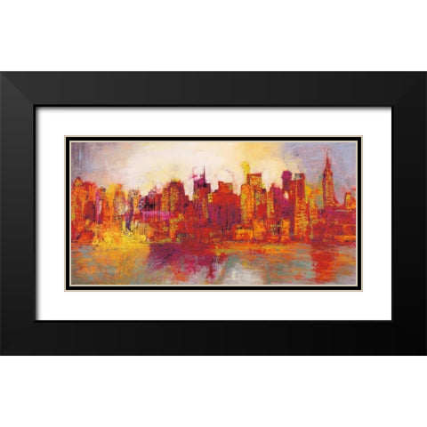 Abstract New York City Black Modern Wood Framed Art Print with Double Matting by Carter, Brian