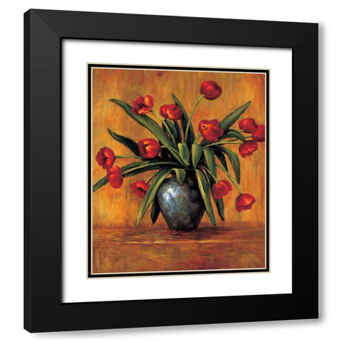 Red Tulips Black Modern Wood Framed Art Print with Double Matting by Francis, Brian