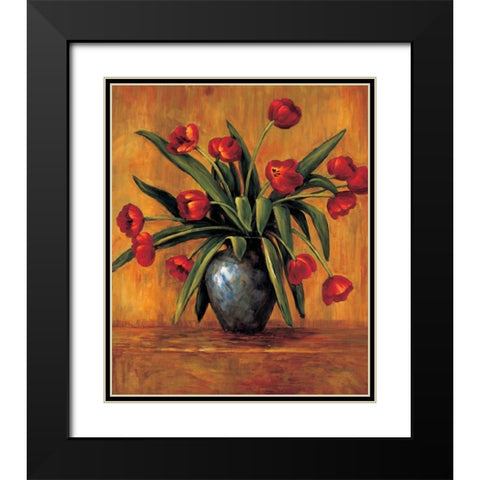 Red Tulips Black Modern Wood Framed Art Print with Double Matting by Francis, Brian