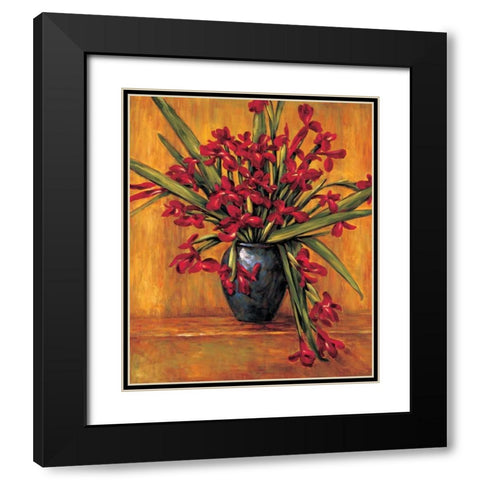 Red Irises Black Modern Wood Framed Art Print with Double Matting by Francis, Brian